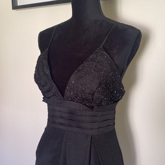 Free People v neck beaded mini dress black - Picture 6 of 12